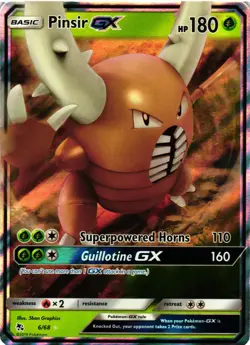 Pokemon TCG Pinsir GX 6/68 Hidden Fates Ultra Rare LP/MP - Image 1