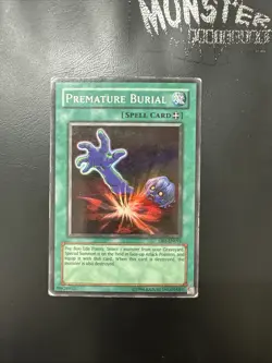 YUGIOH PREMATURE BURIAL SUPER RARE DB1-EN091 PLAYED - Image 1