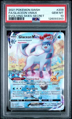 2021 POKEMON SWORD & SHIELD EVOLVING SKIES SECRET FULL ART/GLACEON VMAX PSA 10 - Image 1