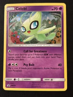 Celebi SM224 Cosmo (SWIRL) HOLO RARE Pokemon Promo NM 2019 Card TCG - Image 1
