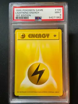 1999 Pokemon 1st Edition Shadowless Base Set - Lightning Energy - PSA 9 - Image 1
