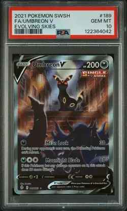 2021 POKEMON SWORD & SHIELD EVOLVING SKIES #189 FULL ART/UMBREON V PSA 10 - Image 1