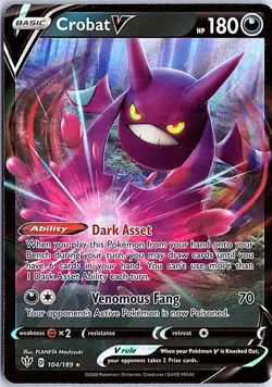 Crobat V Ultra Rare SWSH03: Darkness Ablaze 104/189 NM Pokemon - Image 1
