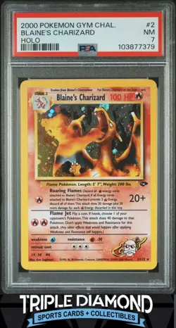 2000 Pokemon Gym Challenge #2/132 Blaine's Charizard Holo PSA 7 NM FDP15 - Image 1