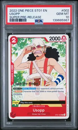 2022 One Piece Super Pre-Release Usopp ST01-0012 PSA 10 Gem Mint - Image 1