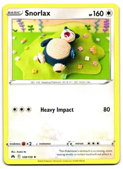 Snorlax 109/159 - Crown Zenith Rare Pokemon TCG - LP Card - Image 1