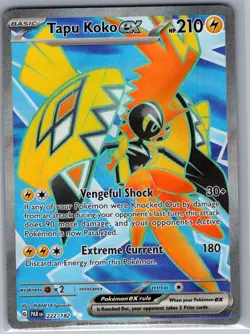 Tapu Koko ex 222/182 SV04: Paradox Rift - Pokemon Card - NM - Image 1