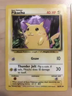 LOT OF SEVEN (7) Pikachu 58/102 BASE SET COMMON UNLIMITED LP POKEMON WOTC - Image 2