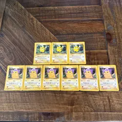 Lot of 9 Pikachu Variant Pokemon Cards 58/102 and 60/64 - Image 1