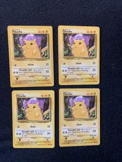 Lot Of 4 Base Set Yellow Cheeks Pikachu 58/102 Played Pokemon TCG - Image 1