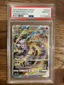 2023 POKEMON SWORD & SHIELD CROWN ZENITH #GG44 FULL ART/MEWTWO VSTAR PSA 10 - Image 1
