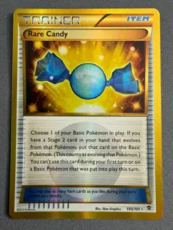 NM Rare Candy 105/101 Secret Rare BW Plasma Blast Holo Pokemon - Image 1