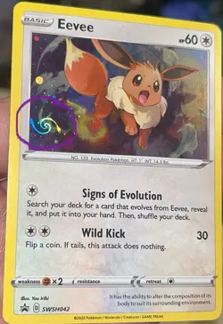 🌀🌀Eevee SWSH042 Black Star Promo Pokemon NM 2020 HD GALAXY SWIRL🌀🌀 - Image 1