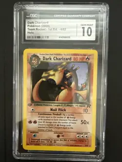 Dark Charizard Pokemon 2000 4/82 Team Rocket 1st Edition Holo CGC 10 - Image 1