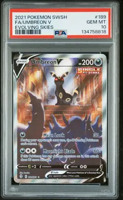 2021 POKEMON SWORD & SHIELD EVOLVING SKIES #189 FULL ART/UMBREON V PSA 10 - Image 1