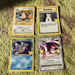 Set a four holofoil Pokemon cards Cleffa trainer pro Oak dark gyrados garchomp - Image 1
