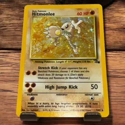 Pokemon TCG Hitmonlee 1999 Fossil Holo Card 7/62 Unlimited Holo Rare MP - Image 1