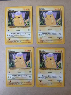 Pokemon TCG Pikachu 58/102 Base Set 4x Card Lot NM- to LP Condition - Image 1