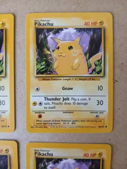 Pokemon TCG Pikachu 58/102 Base Set 4x Card Lot NM- to LP Condition - Image 3