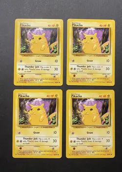 Lot of 4 Pikachu 58/102 ORIGINAL BASE SET COLLECTION POKEMON CARD 1999 CLASSIC - Image 1