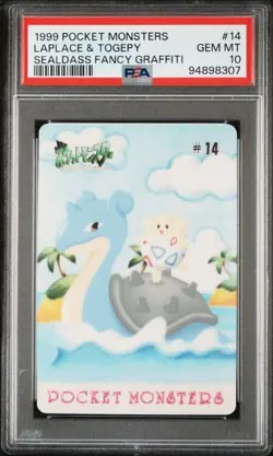 Pokemon PSA 10 Lapras & Togepi #14 Sealdass Fancy Graffiti 1999 Japanese - Image 2