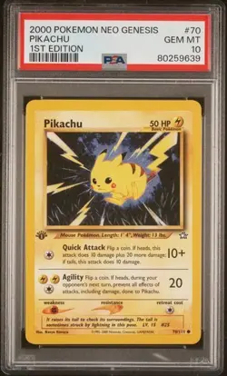 Pokemon PSA 10 Pikachu #70 1st Ed Neo Genesis 2000 English - Image 2