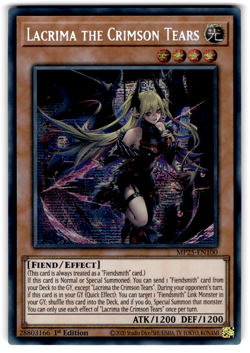 YUGIOH LACRIMA THE CRIMSON TEARS SECRET RARE 1ST EDITION NM MP25-EN100 - Image 1