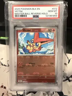 2025 Pokemon Black Bolt EN - Victini Masterball Holo - PSA 10 Gem Mint - Image 1