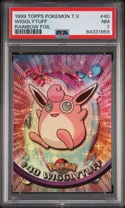 1999 Topps Pokemon TV 40 Wigglytuff Rainbow Holo - PSA 7 - Image 1