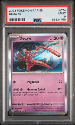 2023 Pokemon Paradox Rift PAR EN 074 Deoxys - PSA 9 - Image 1