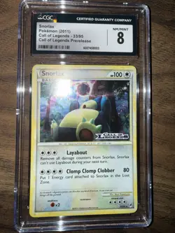 Pokemon TCG Snorlax Call of Legends 33/95 Prerelease CGC 8 NM-MT Fast Ship - Image 4
