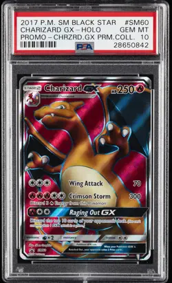 2017 POKEMON SM BLACK STAR PROMO #SM60 FULL ART/CHARIZARD GX PSA 10 - Image 1