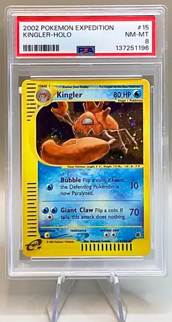 Pokemon Kingler #15/165 Holo Rare With Swirl - 2002 Expedition Base Set - PSA 8! - Image 1