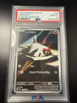 Pokemon TCG Larvesta Illustration PSA 10 196/191 Surging Sparks - Image 1