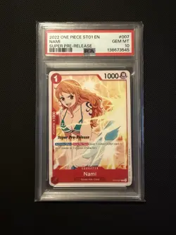 ONE PIECE SUPER PRE RELEASE ST01-007 NAMI - PSA 10 - Image 1