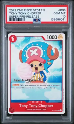 ONE PIECE SUPER PRE RELEASE ST01-006 TONY TONY CHOPPER PSA 10 GEM MINT - Image 1