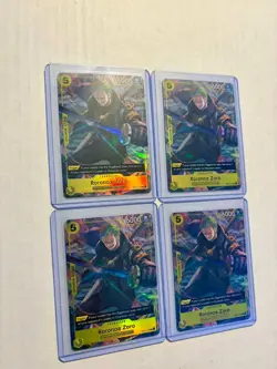 4x (Playset) One Piece Roronoa Zoro OP07-113 Illustration Box Vol. 3 Promo LP - Image 1