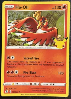 Ho-Oh 001/025 - Pokemon TCG Holo Rare 25th Anniversary Celebrations - NM/M Card - Image 1