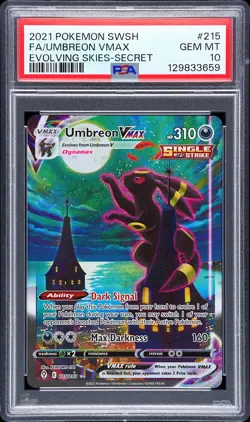 2021 POKEMON SWORD & SHIELD EVOLVING SKIES SECRET FULL ART/UMBREON VMAX PSA 10 - Image 1