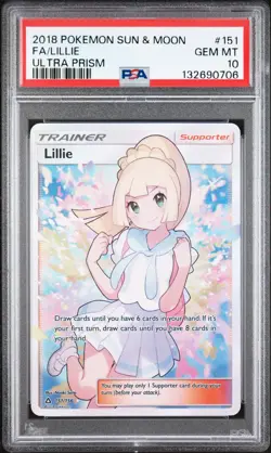 2018 POKEMON SUN & MOON ULTRA PRISM #151 FULL ART/LILLIE PSA 10 - Image 1