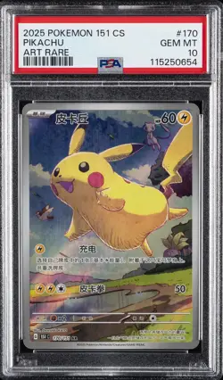 2025 POKEMON SIMPLIFIED CHINESE 151 C-COLL 151 ART RARE #170 PIKACHU PSA 10 - Image 1