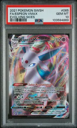 Espeon VMAX 065/203 PSA 10 Evolving Skies 2021 Full Art Pokemon Card - Image 1