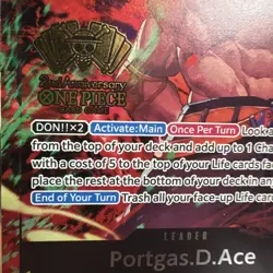 One Piece Card Game Portgas.D.Ace 2nd Anniversary ST13-002 Foil Special 5000 - Image 2