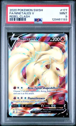 PSA 9 Mint Ninetales V 2020 Rebel Clash 177/192 Pokemon Card - Image 1