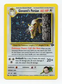 Pokemon TCG Giovanni's Persian 8/132 Gym Challenge Holo Unlimited NM- - Image 1