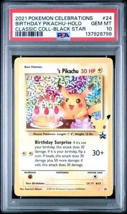 2021 POKEMON CELEBRATIONS CLASSIC COLL #24 BIRTHDAY PIKACHU-HOLO PSA 10 - Image 1