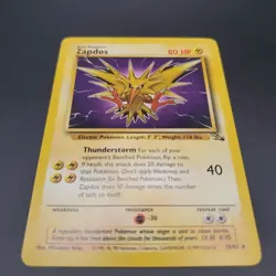 Pokemon TCG Zapdos 30/62 Vintage Base Set Standard Fossil Unlimited 1999 - Image 1