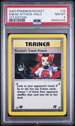 2000 POKEMON ROCKET 16 ROCKET'S SNEAK ATTACK HOLO 1ST EDITION PSA 8 Near Mint - Image 1