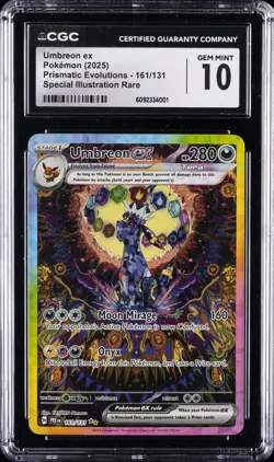 2025 POKEMON PRE EN-PRISMATIC EVOLUTIONS #161 UMBREON EX CGC 10 GEM MINT - Image 1