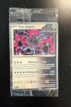 Pokemon Paradox Rift Iron Jugulis 158/182 Cosmos Holo Sealed - Image 1
